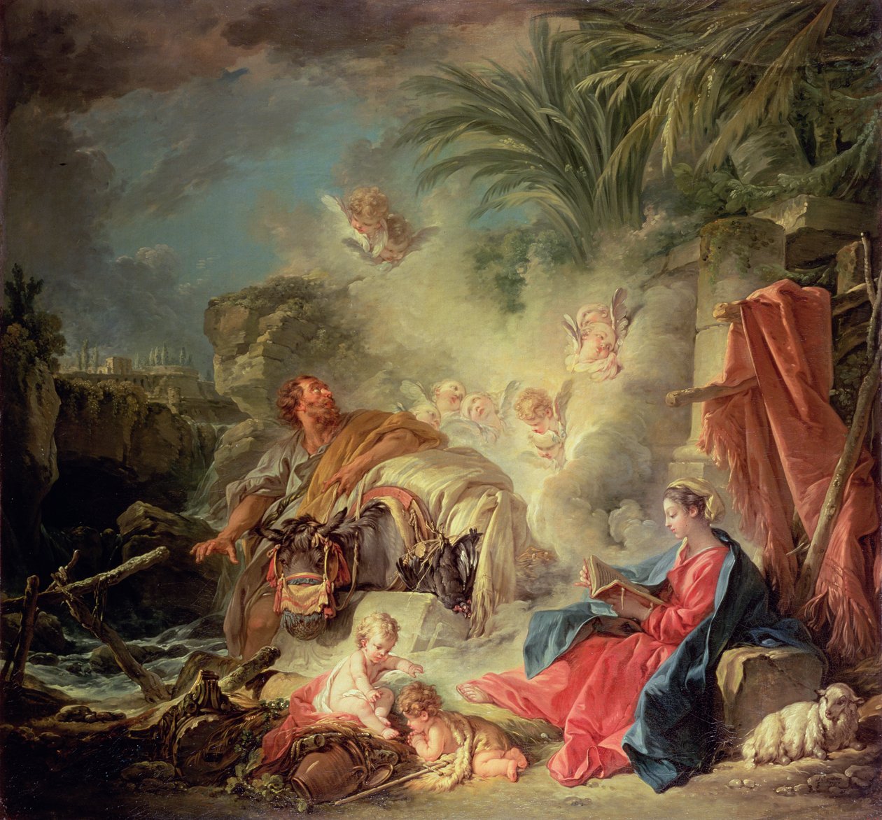 Resten på flukten til Egypt av François Boucher