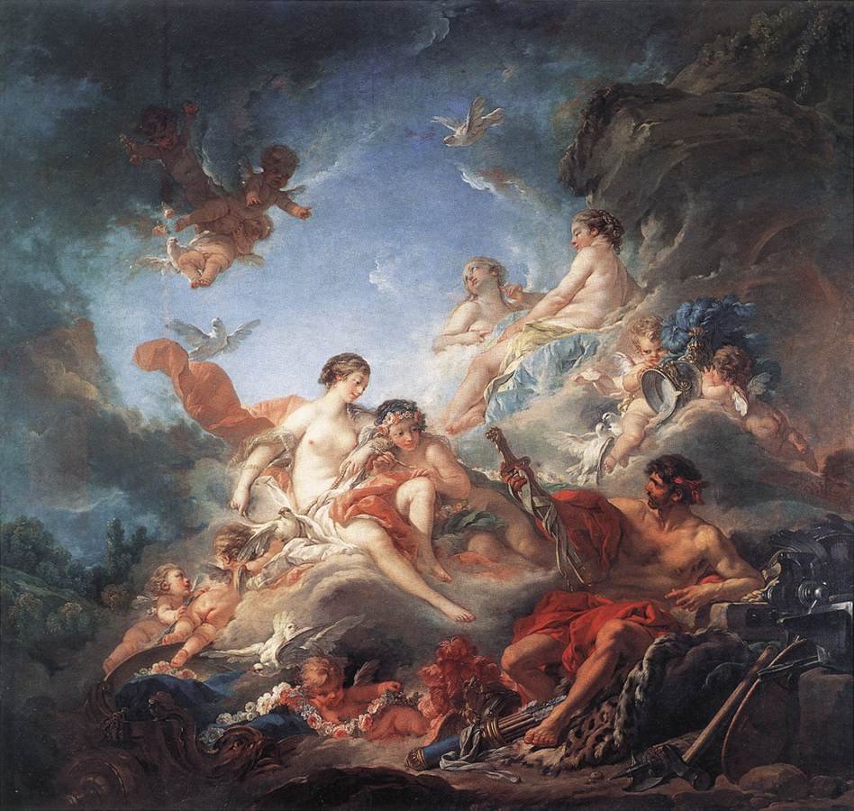 Vulkan presenterer Venus med armer for Aeneas av François Boucher