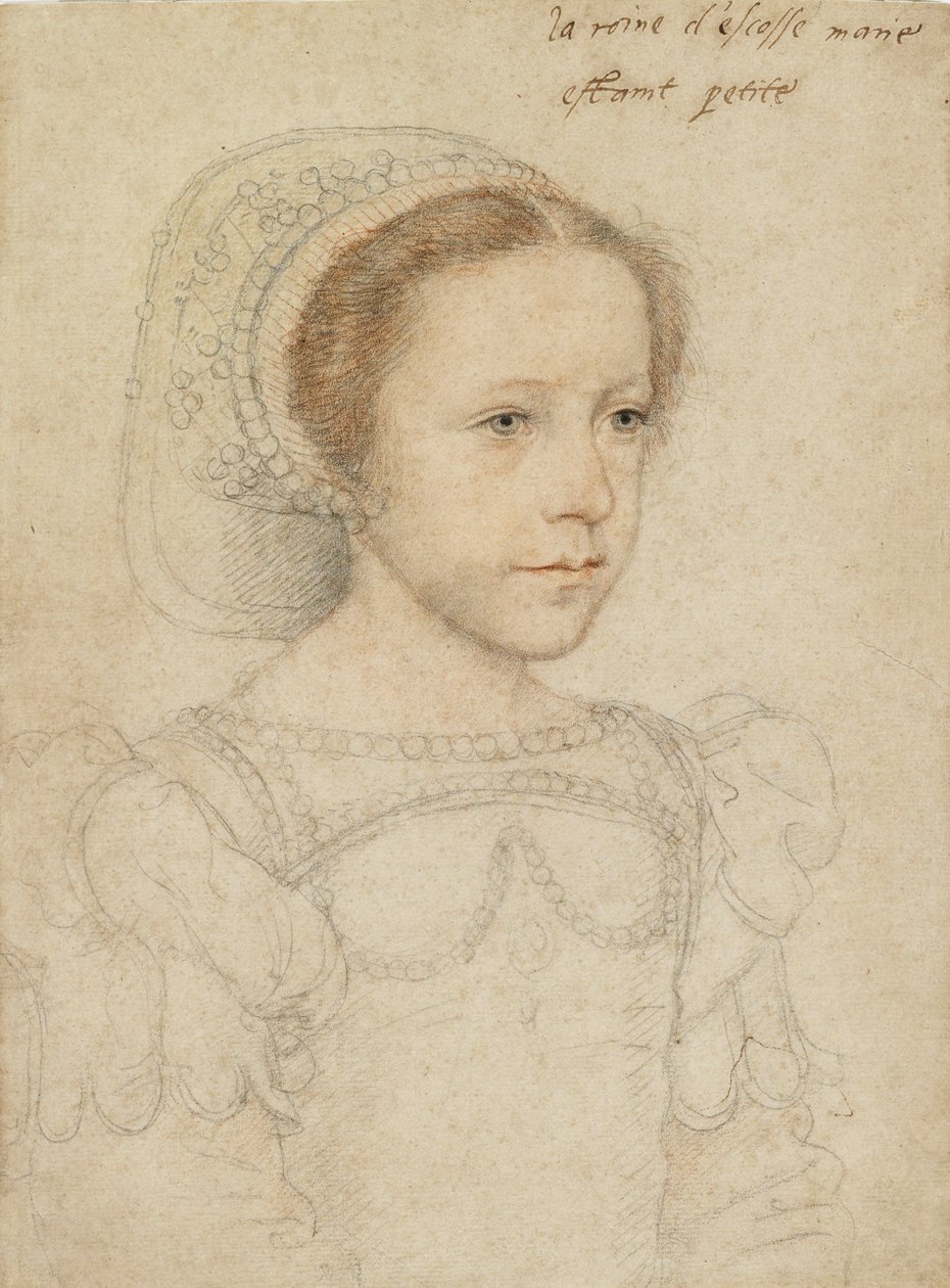 Portrett av Mary, Queen of Scots, ca. 1549 (svart og rødt kritt) av François Clouet