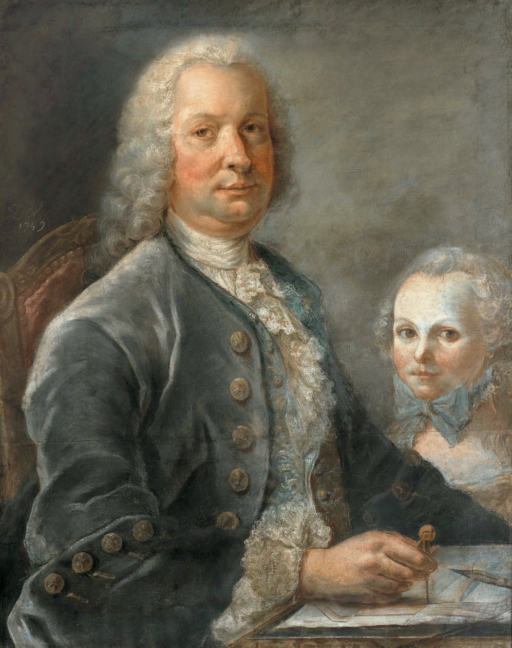 Portrett av en arkitekt med en liten jente av François Dorly