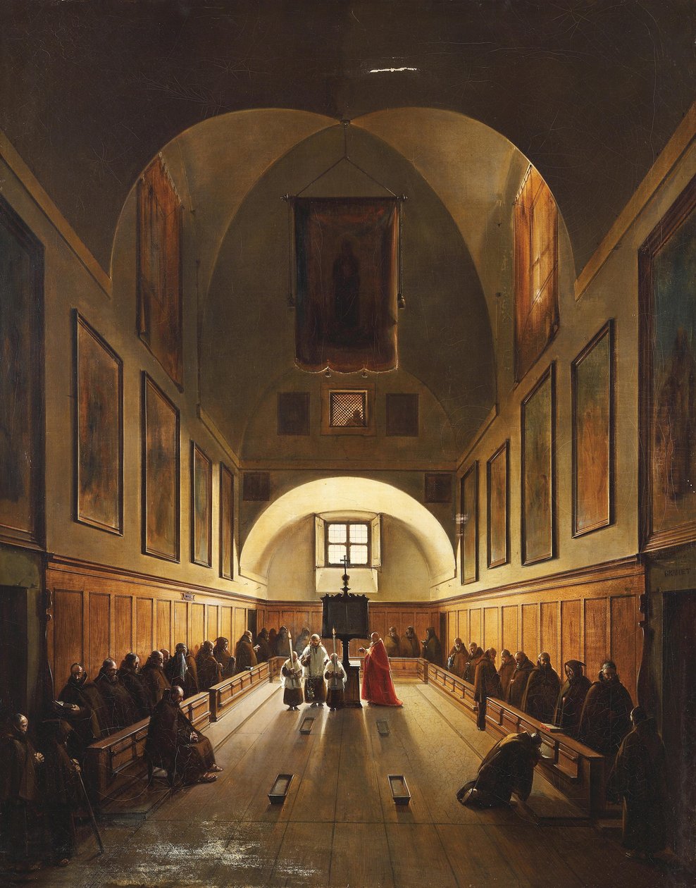 Koret i Capuchin -kirken Santa Maria Immacolata a via Veneto i Roma, signert på portalen av Francois Marius Granet