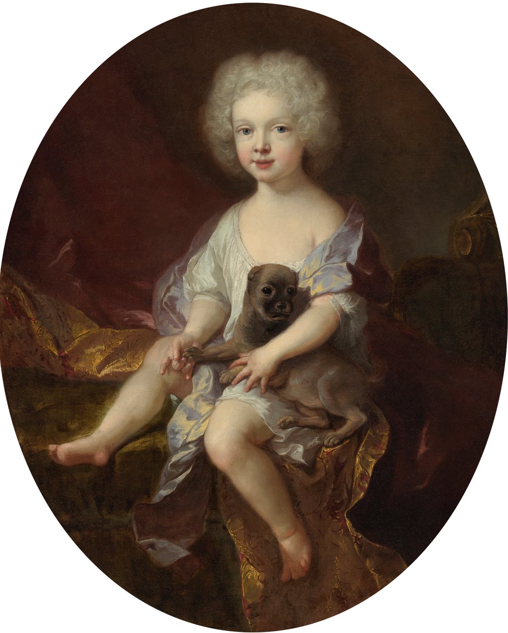 Portrett av en ung gutt med hund av Jean François de Troy