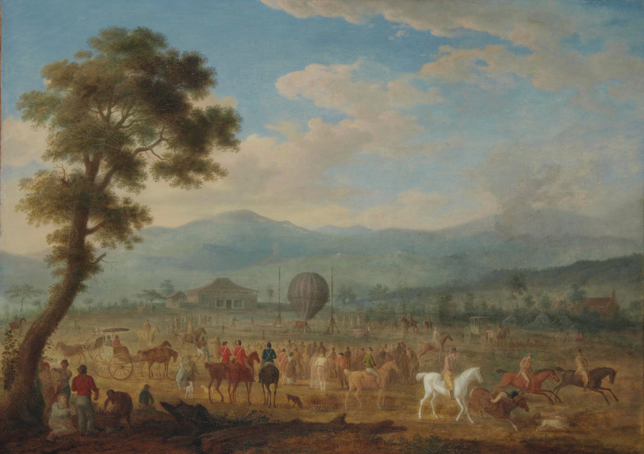 Utsikt over Jura med en luftballong av François Jules Bourgoin