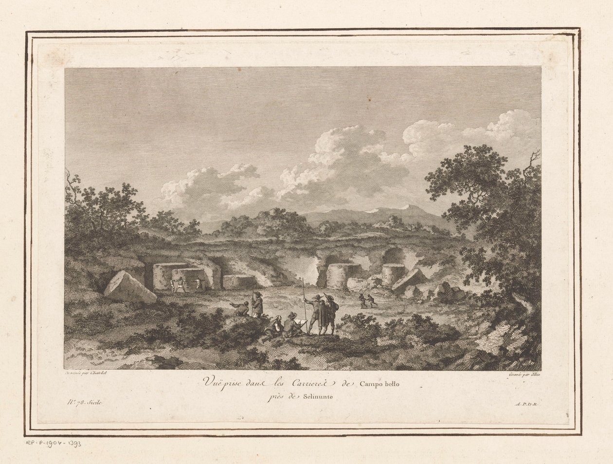 Utsikt over steinbruddet ved Campo Bello, Selinunte Vuë-prisen dans les Carrieres de Campo bello près de Selinunte (tittel på objekt) av François Allix