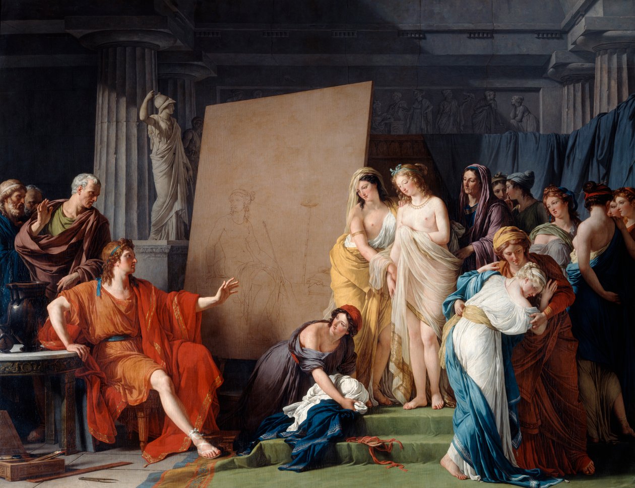 Zeuxis velger en modell fra de vakre jentene i Croton, 1789 av François André Vincent