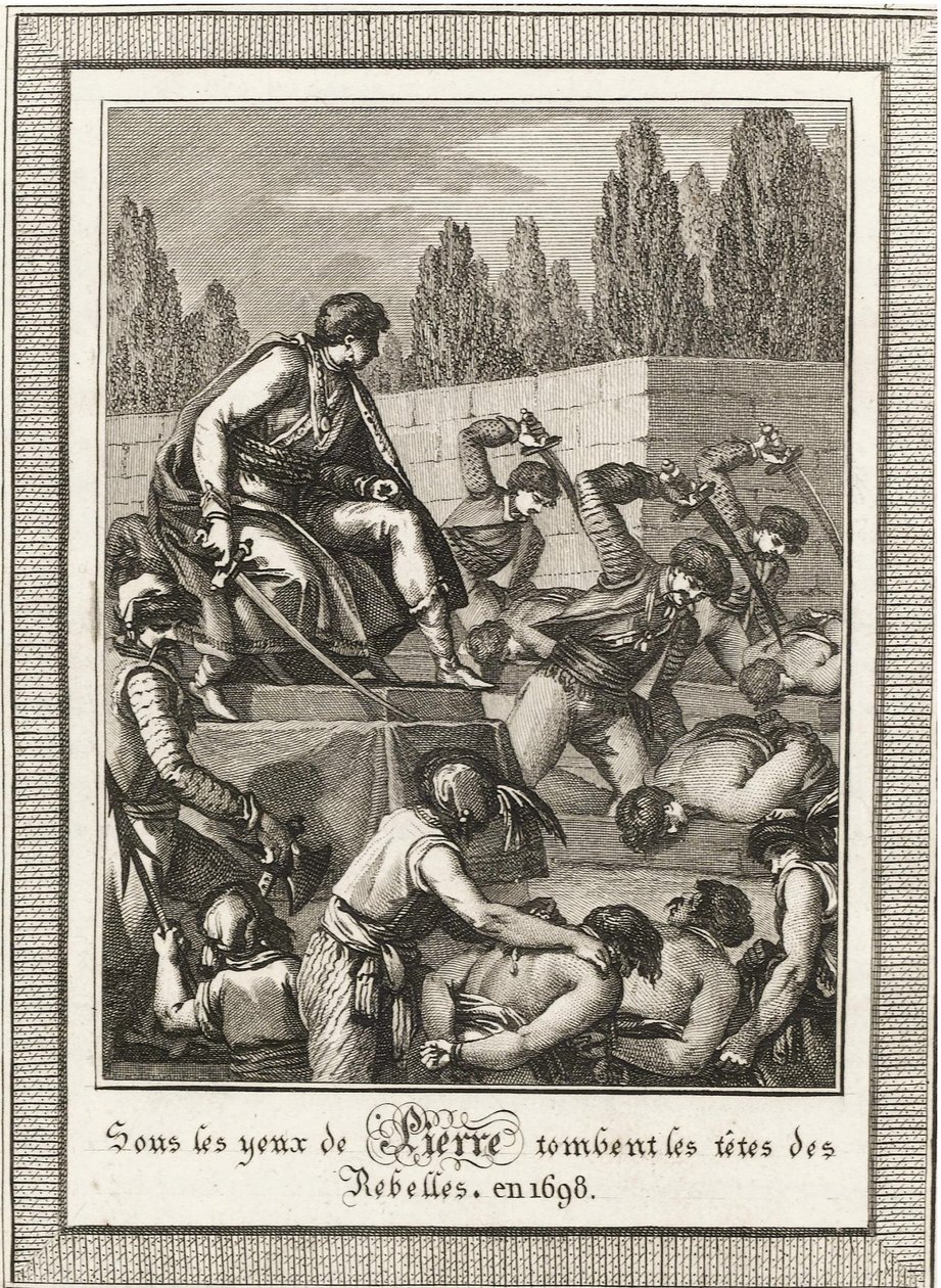 Henrettelsen av Streltsy. Fra: Histoire de Russie av Blin de Sainmore, ca. 1800 av François Anne David