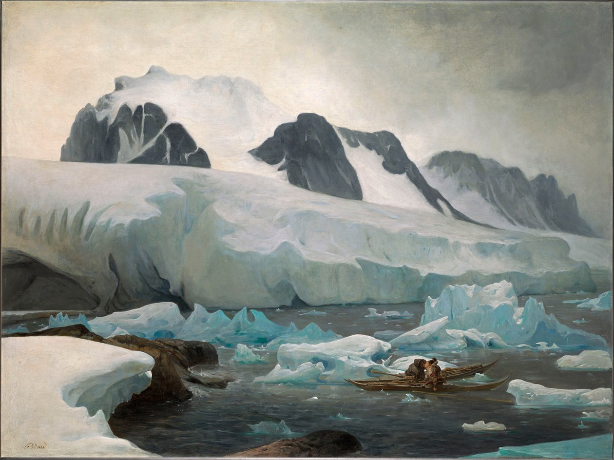 Eskimo-kajakker, kysset, 1842. av François August Biard