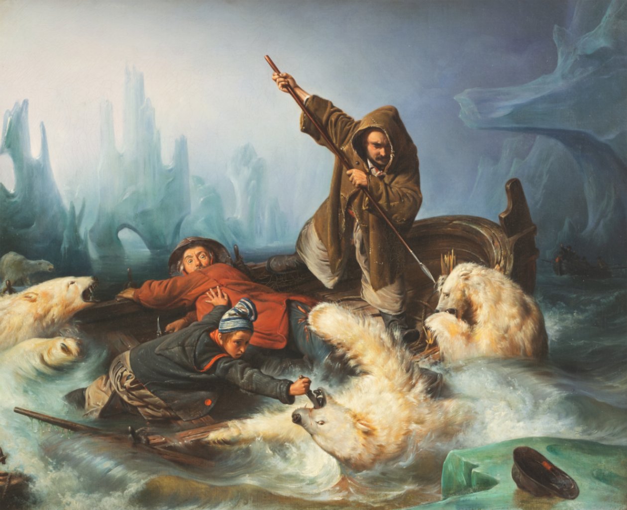 Kamp mot isbjørn, 1839. av François August Biard
