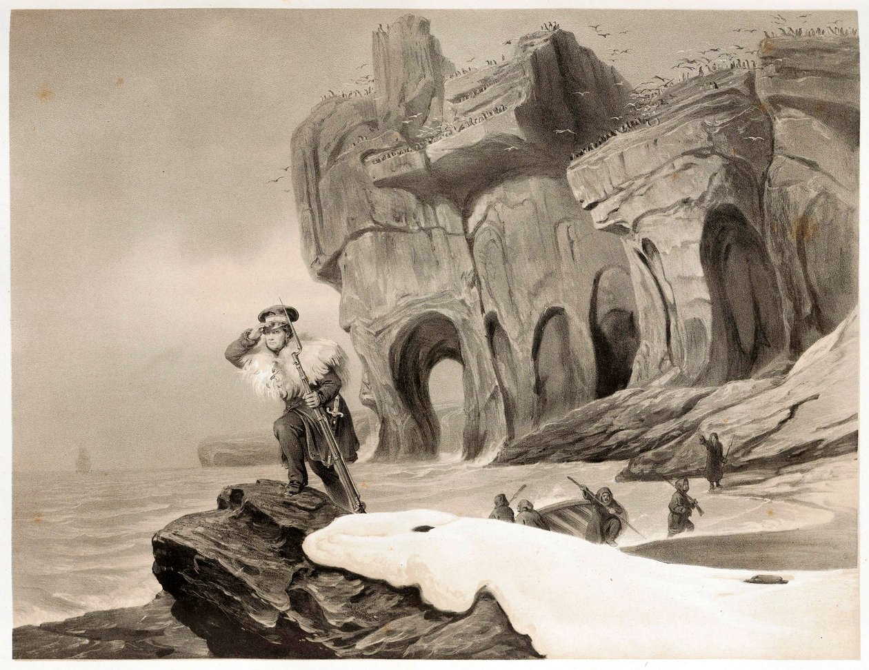 Bear Island fra Travels in Scandinavia, Lappland, Spitsbergen and the Færøyene, pub. 1852. av François Auguste Biard