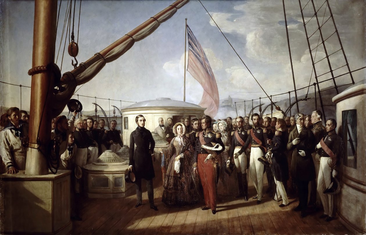 Dronning Victoria mottok kong Louis Philippe I om bord på Royal Yacht, 2. september 1843 av François Auguste Biard