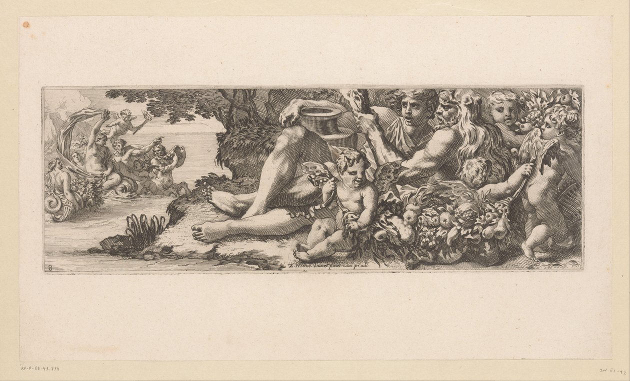 Triumf av Galatea med Hercules og allegoriske figurer på kysten Mytologiske figurer ved vannet (serietittel) av François Bignon (attributed to)