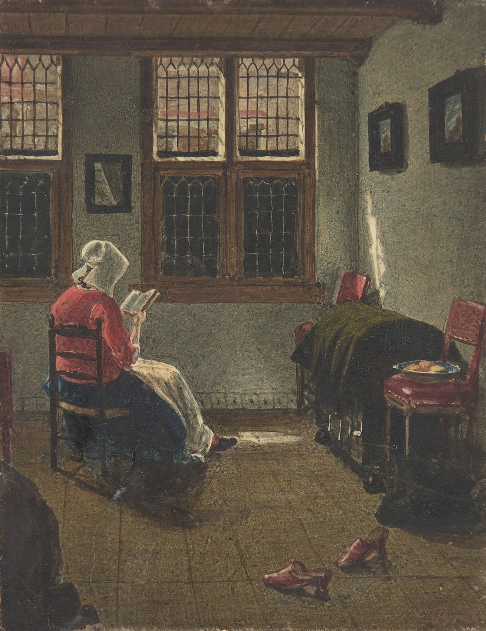 En kvinne som leser, etter Pieter Janssens Elinga, 1846-47. av François Bonvin