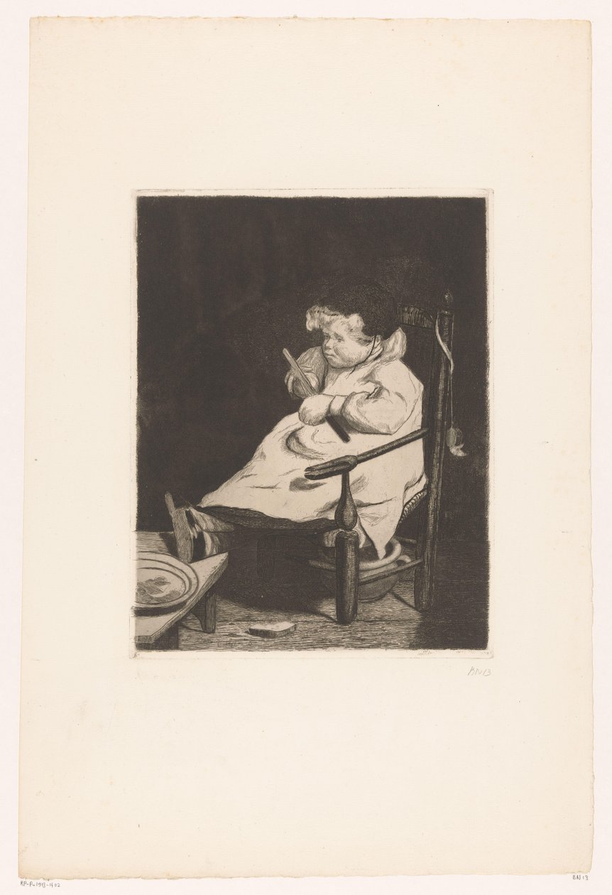 Kind op een stoel kaller på Ten Etchings, tegnet og gravert av F. Bonvin, Painter (serietittel) av François Bonvin