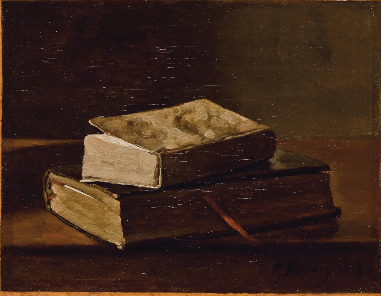 Stilleben med to bøker, 1858 av François Bonvin