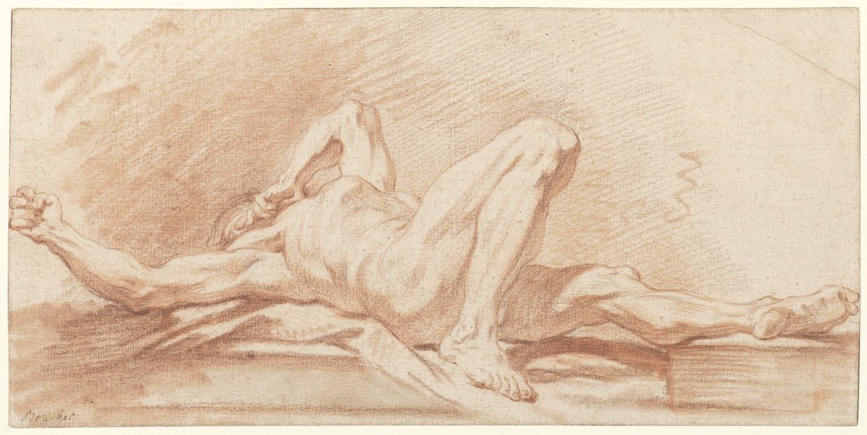 Studie av en liggende naken mann av François Boucher (possibly)