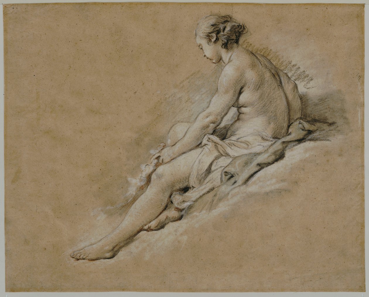 En sittende naken jente av François Boucher