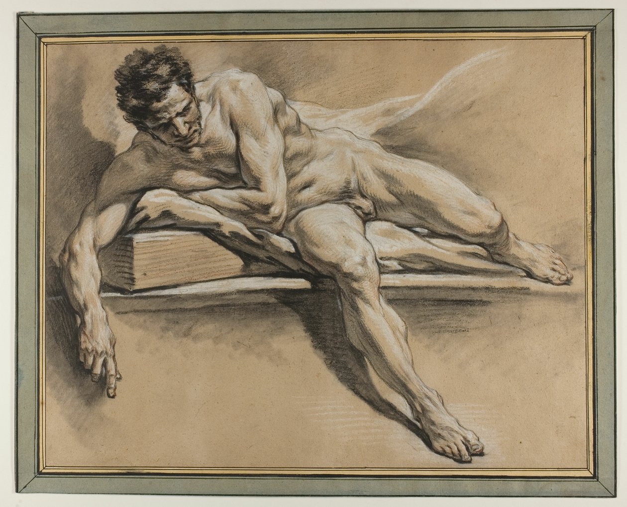 Akademisk studie av en liggende naken mann av François Boucher