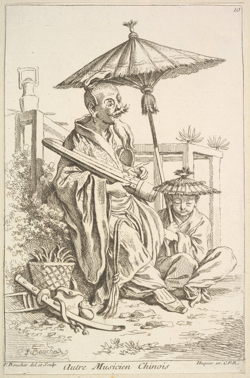 En annen kinesisk musiker, 1738-45. av François Boucher