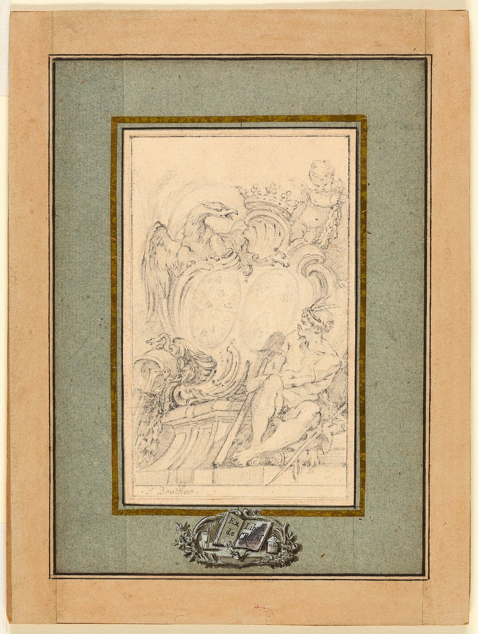 Armorial Bookplate for Crozat, Baron de Thiers av François Boucher