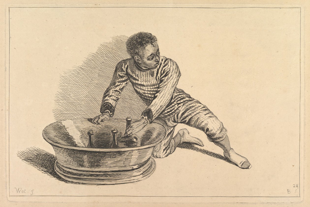 Svart afrikansk fjerner flasker fra en kjøler, 1700-tallet. av François Boucher