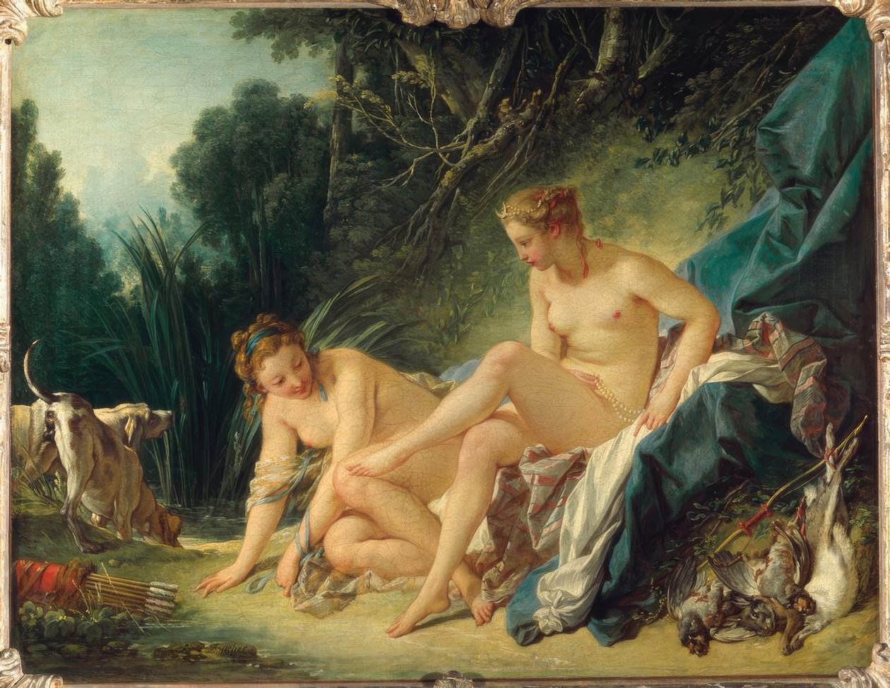 Diane kommer ut av badekaret av François Boucher