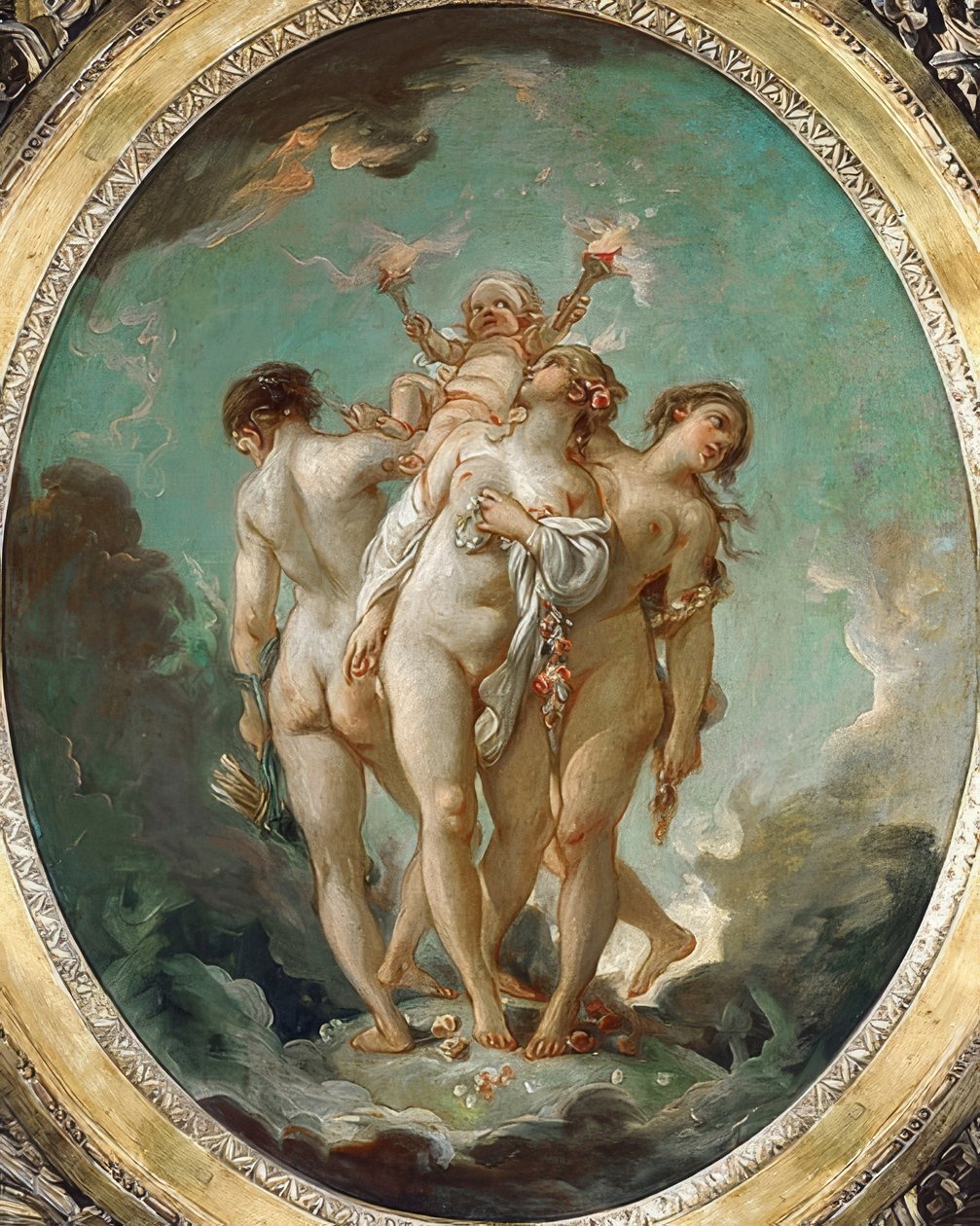 Die drei Grazien mit Amor (Les Trois Grâces) av François Boucher