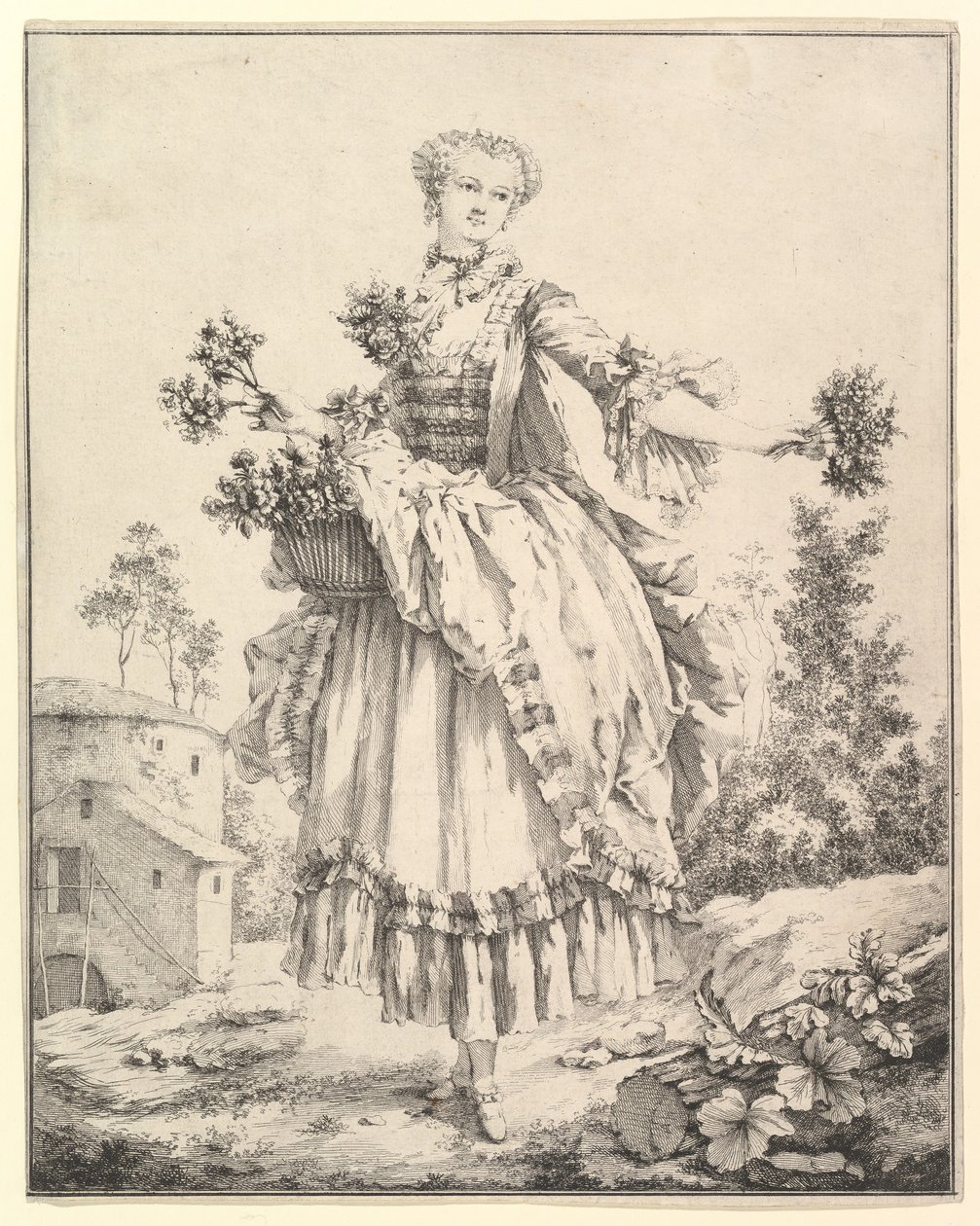 Blomsterjente, 1700-tallet. av François Boucher
