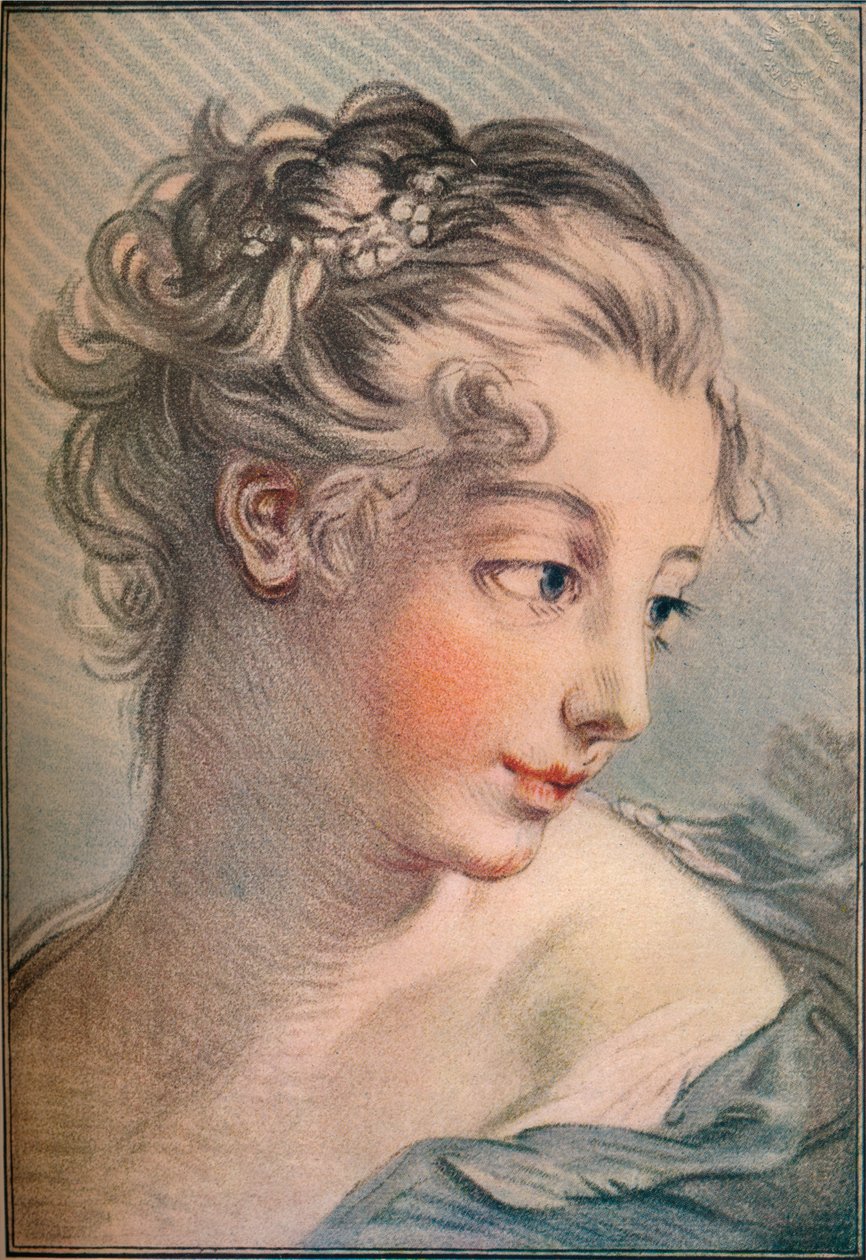 Head of a Girl, 1700-tallet, 1916 av François Boucher