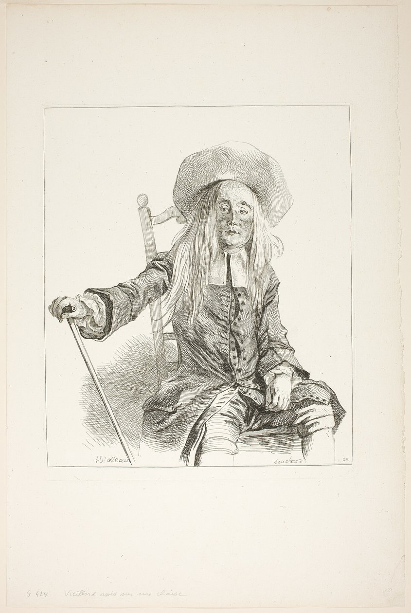 Mann som sitter på en stol av François Boucher