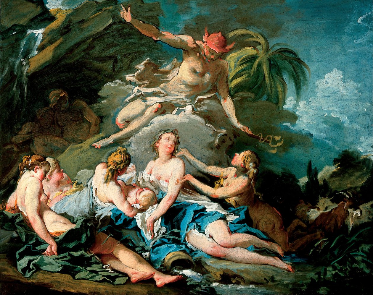 Mercury betro spedbarnet Bacchus til nymfene i Nysa av François Boucher