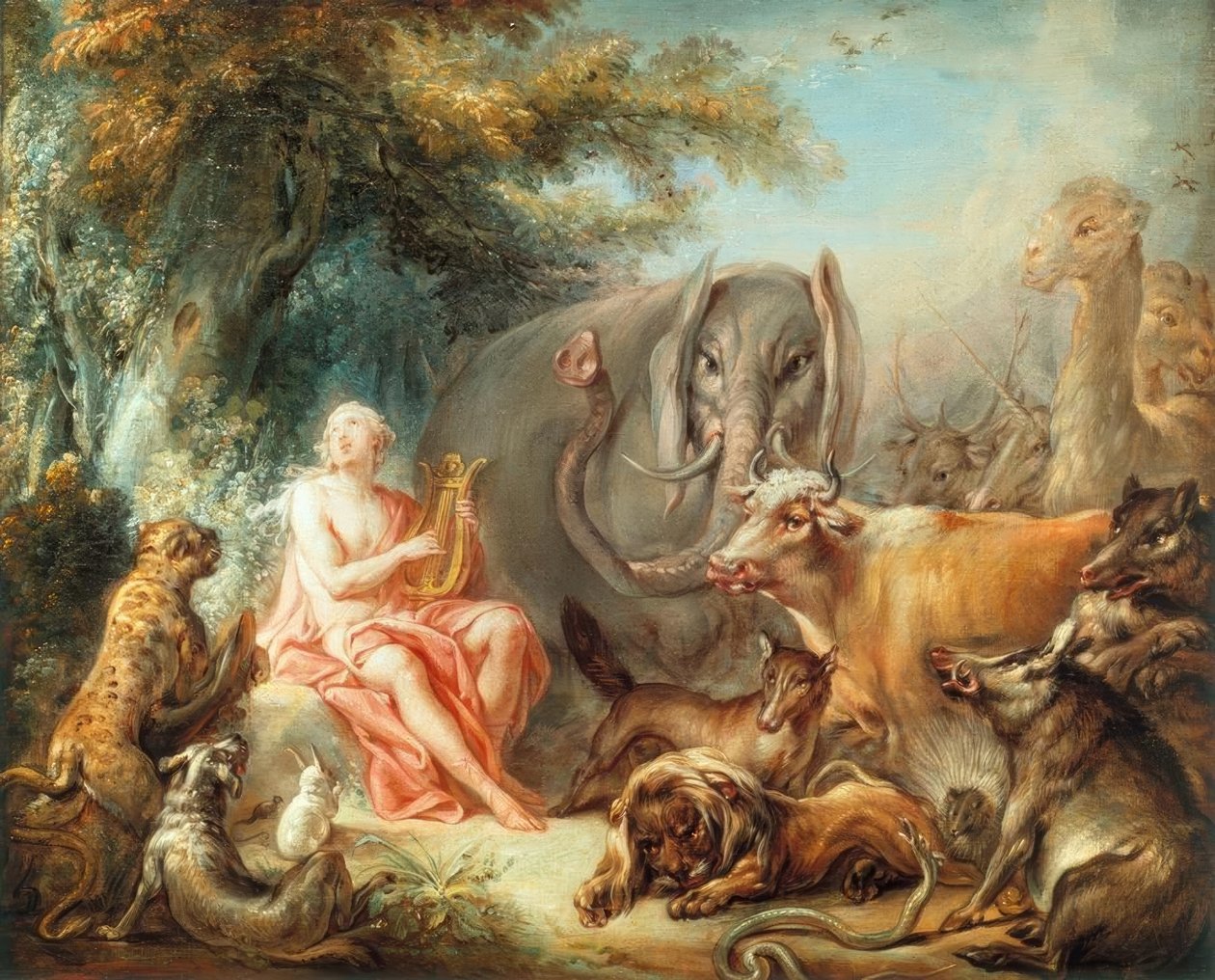 Orfeus sjarmerer dyrene av François Boucher