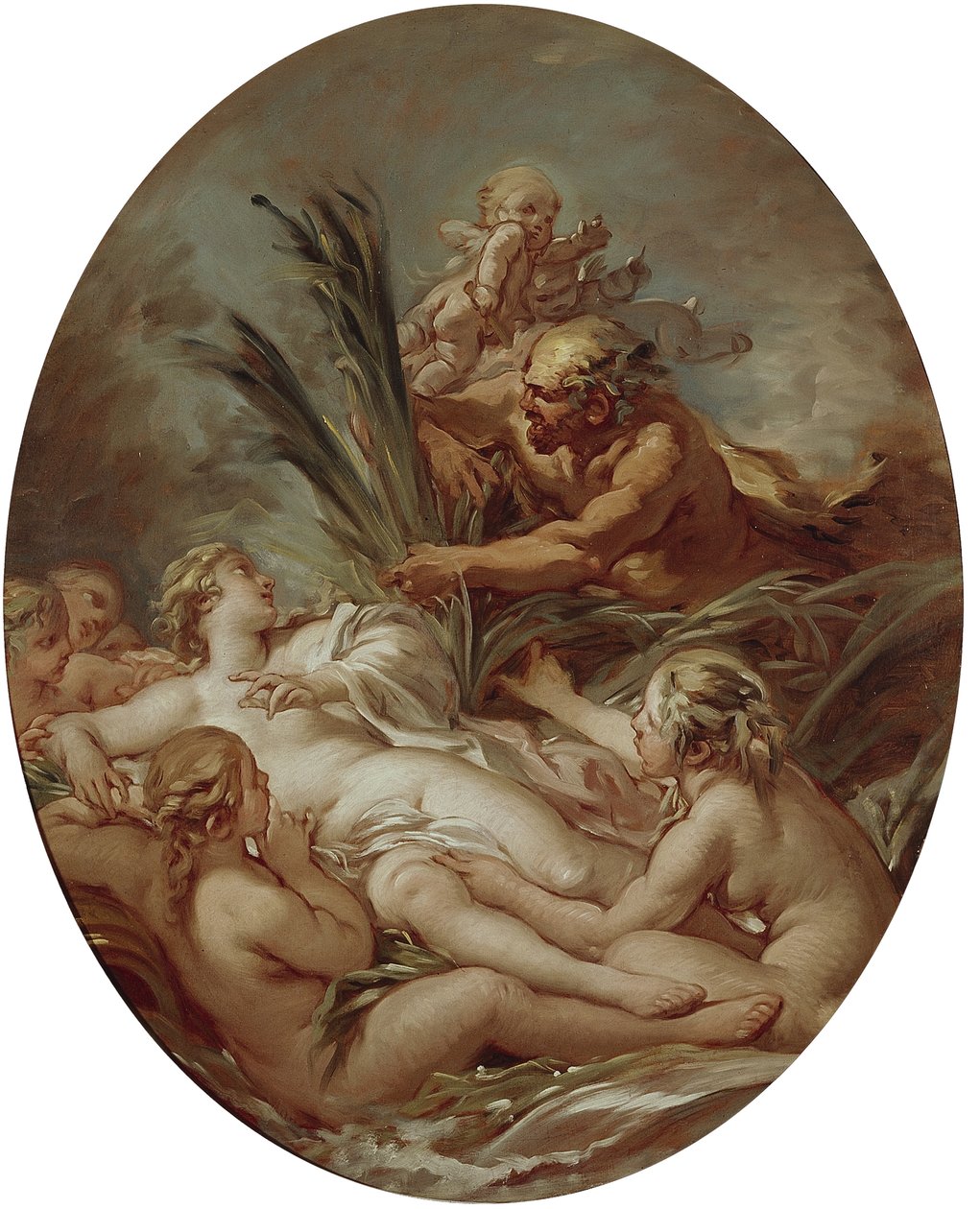 Pan and Nymph Syrinx, 1760-1765 av François Boucher