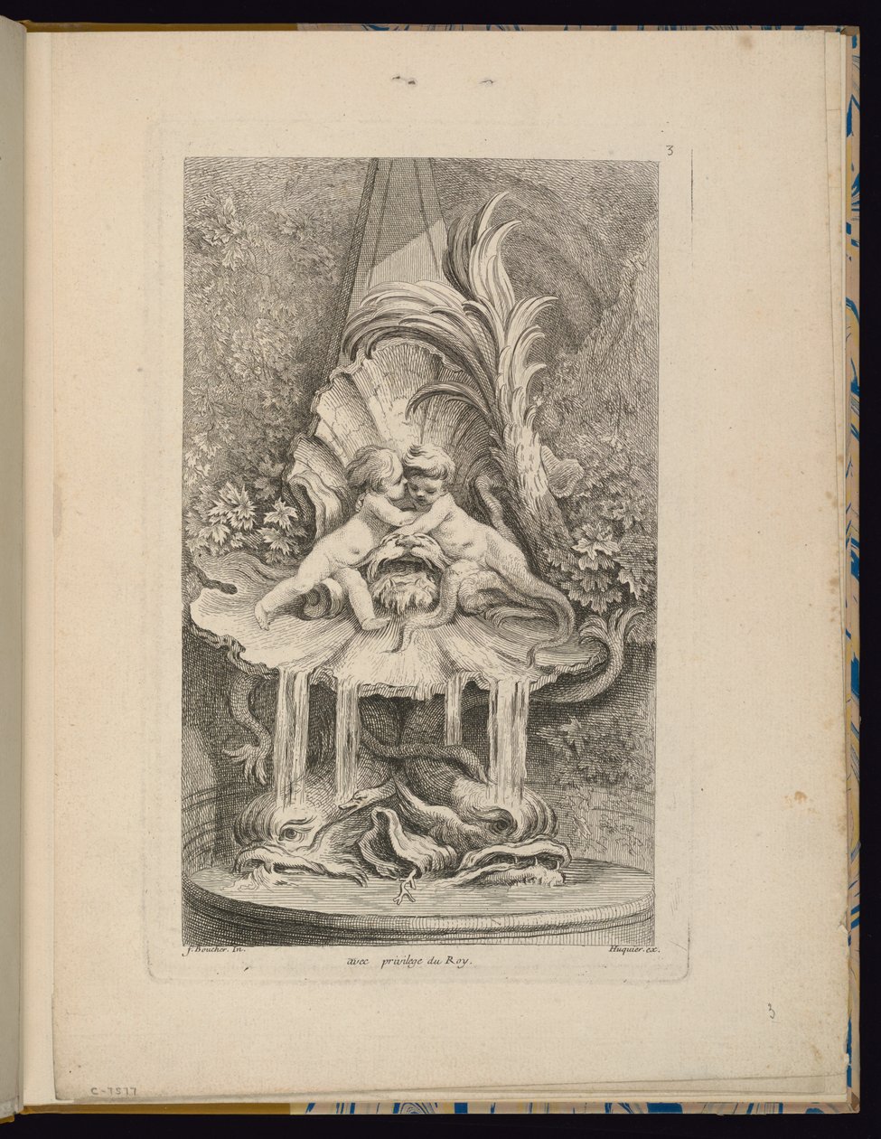 Plate 3, Receuil de Fontaines (Samling av fontener) av François Boucher