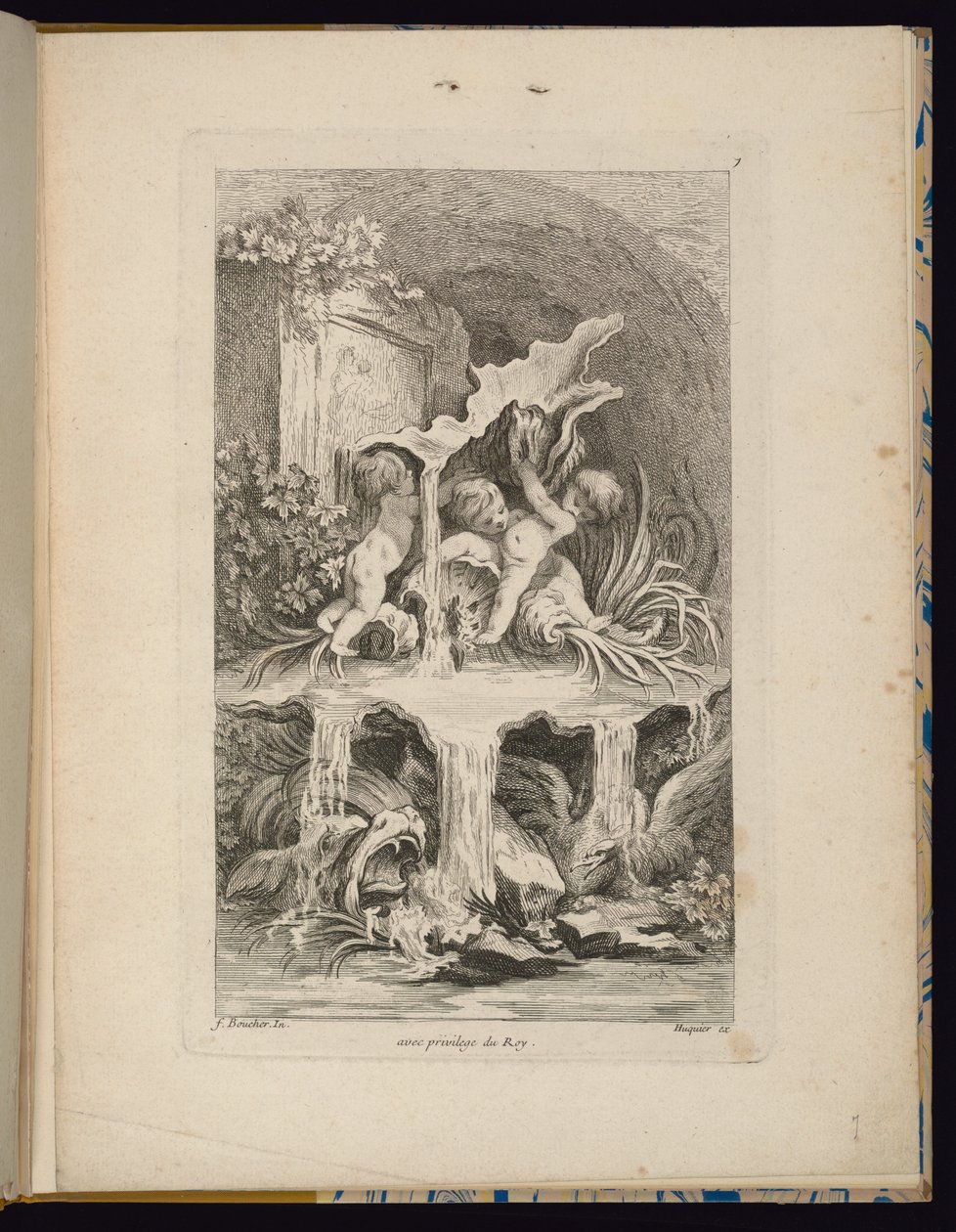 Plate 7, Receuil de Fontaines (Samling av fontener) av François Boucher