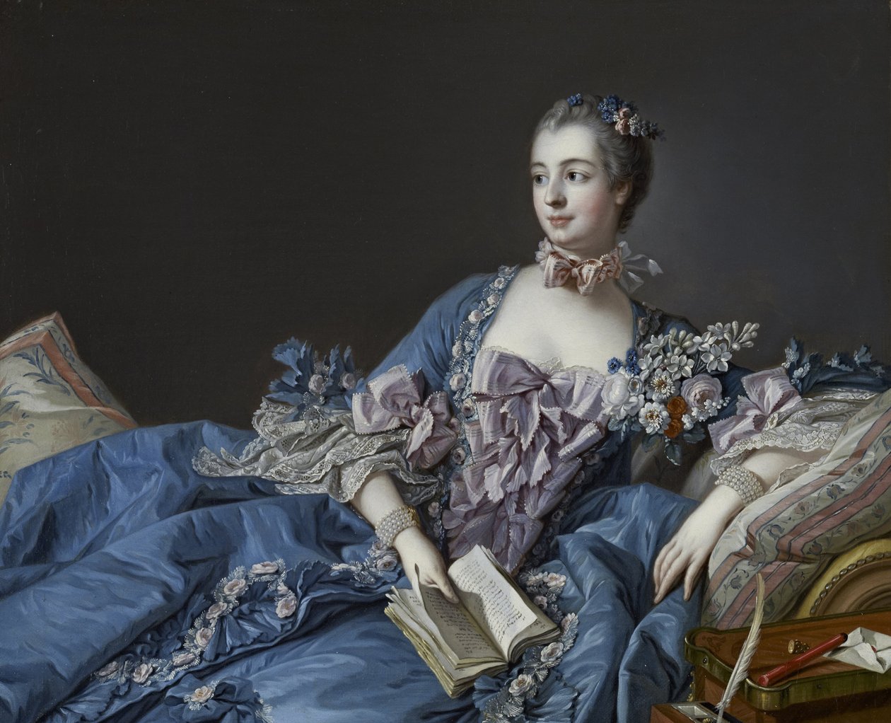 Portrett av Marquise de Pompadour 1721-1764, ca 1758 av François Boucher
