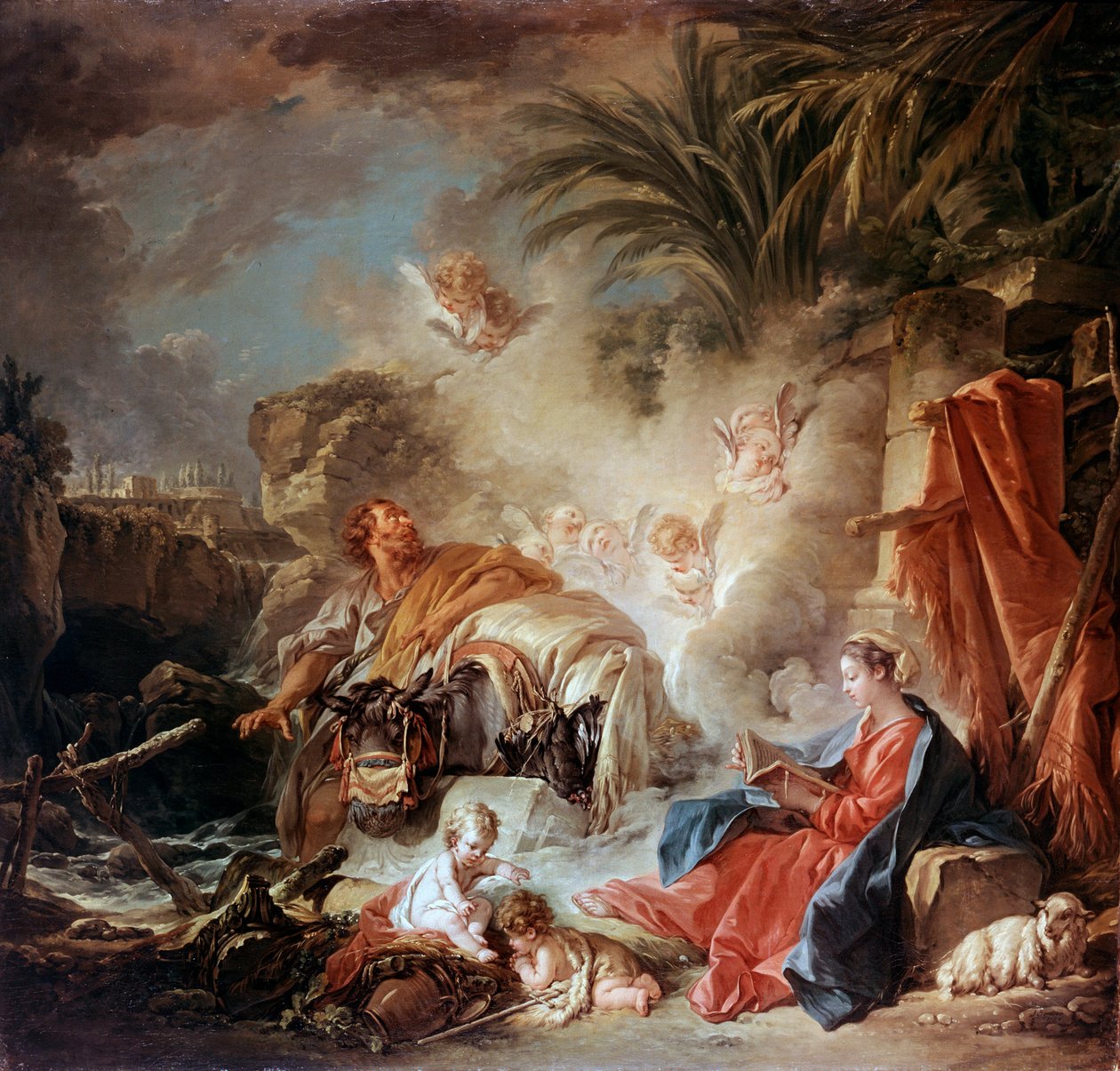 Hvil på flukten til Egypt, 1757. av François Boucher