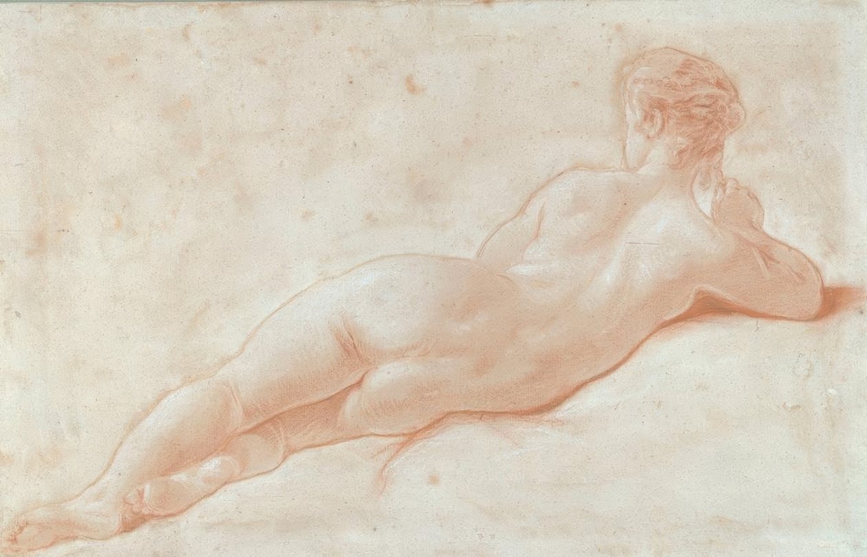 Naken fra ryggen til en liggende kvinne av François Boucher