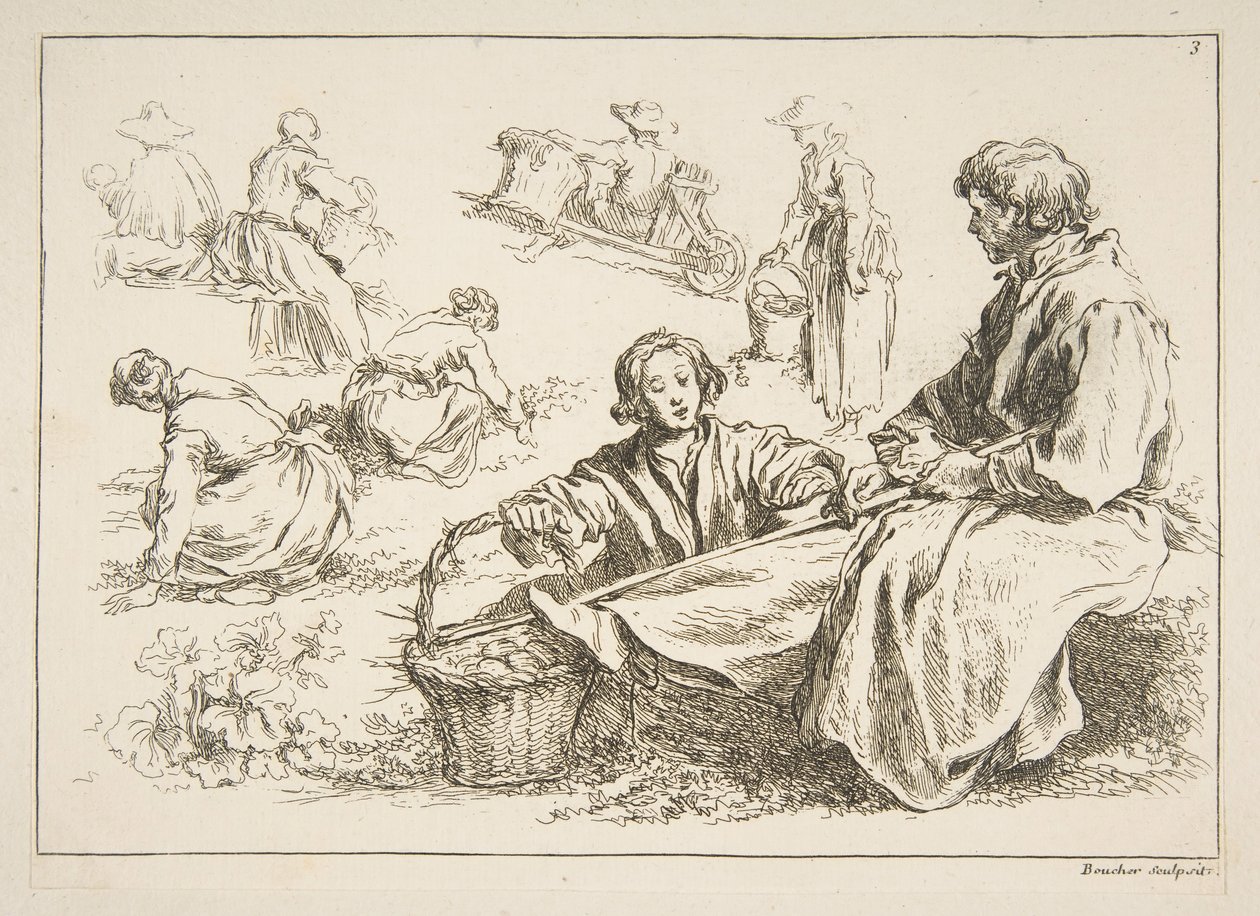 Ark med skisser, 1753. av François Boucher