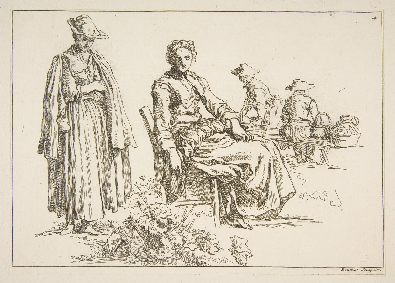 Ark med skisser, 1753. av François Boucher