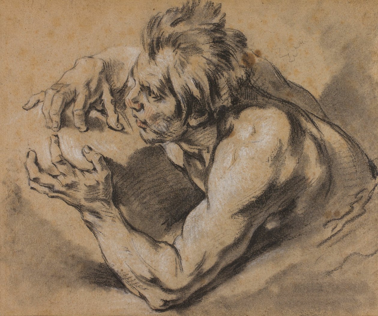 Studie av en Triton av François Boucher