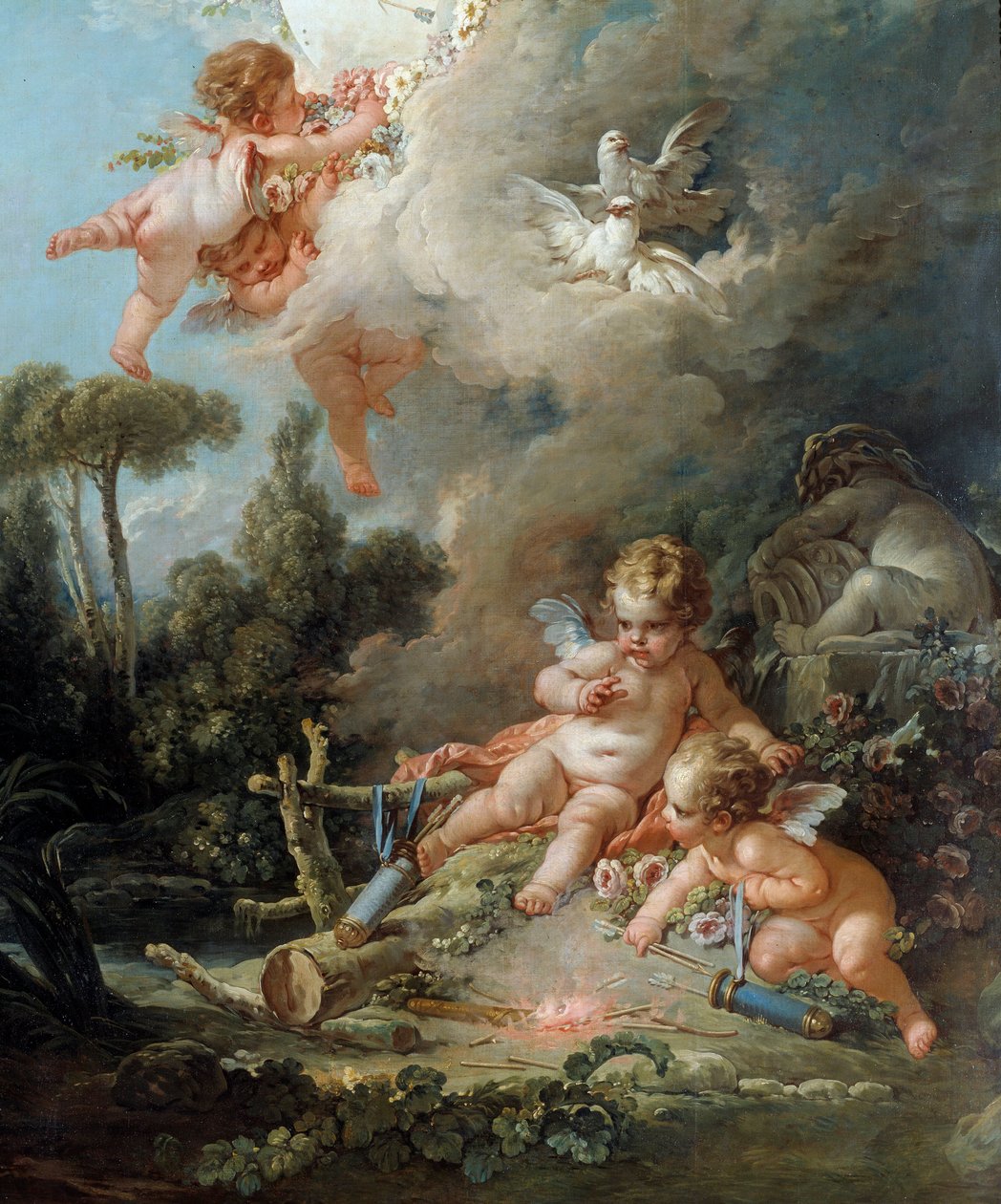 Engeldetaljens kjærlighetsmål. Maleri av Francois Boucher (1703-1770) 1758 Søn. 2,58x1,67 m Paris, av François Boucher