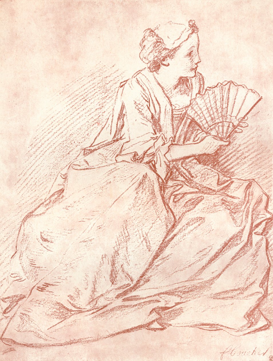 Damen med viften, 1700-tallet av François Boucher