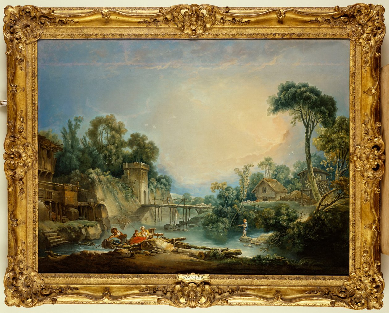 Den rustikke broen, ca. 1756 av François Boucher