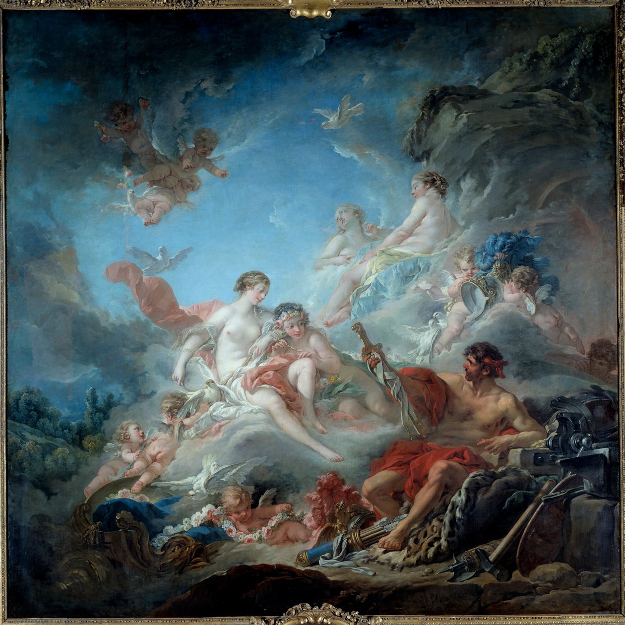 Vulcan eller Vulcan jernverk som presenterer Venus-våpen for Enee. Maleri av Francois Boucher av François Boucher