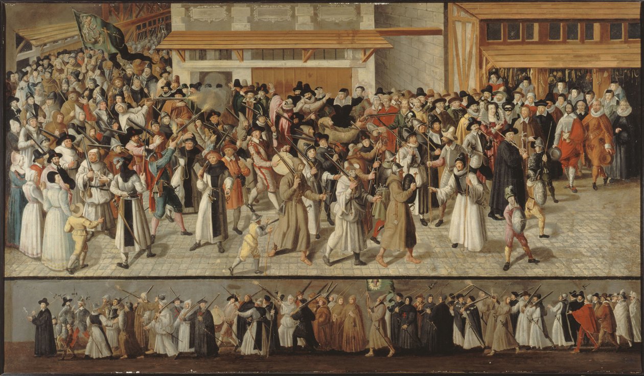 Procession of the Holy League in the Streets of Paris, ca 1590. av François Bunel the Younger