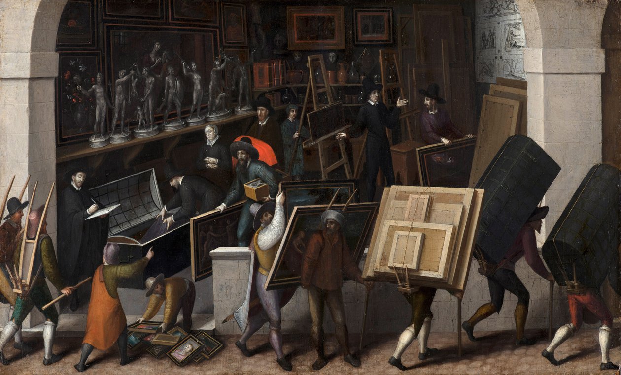 Konfiskeringen av innholdet i et malers studio, ca 1590. av François Bunel the Younger