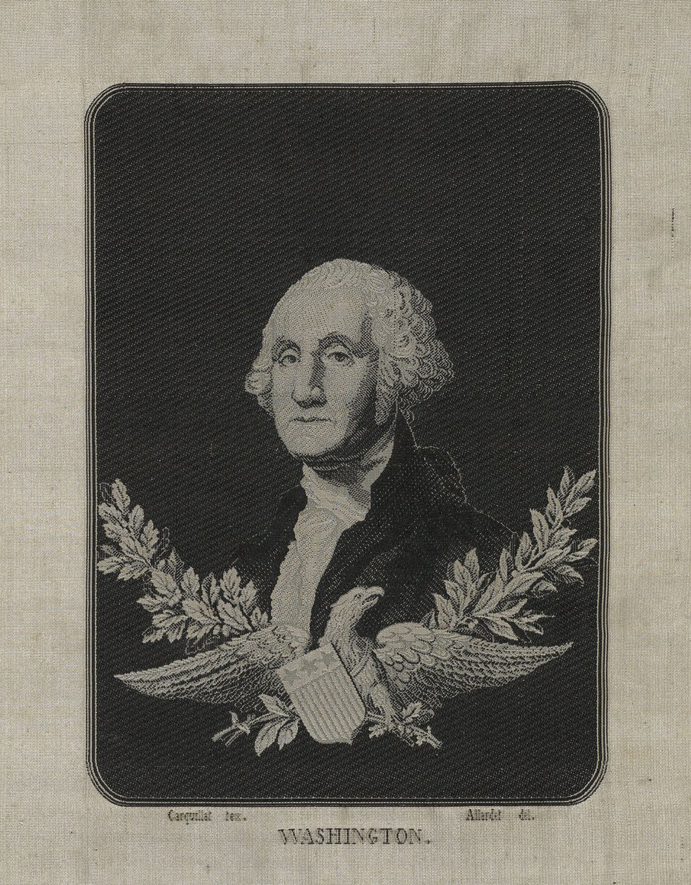 George Washington, ca. 1876 (jacquardvevvevd silke på papirmatte med dekor av kobberlegering) av François Carquillat