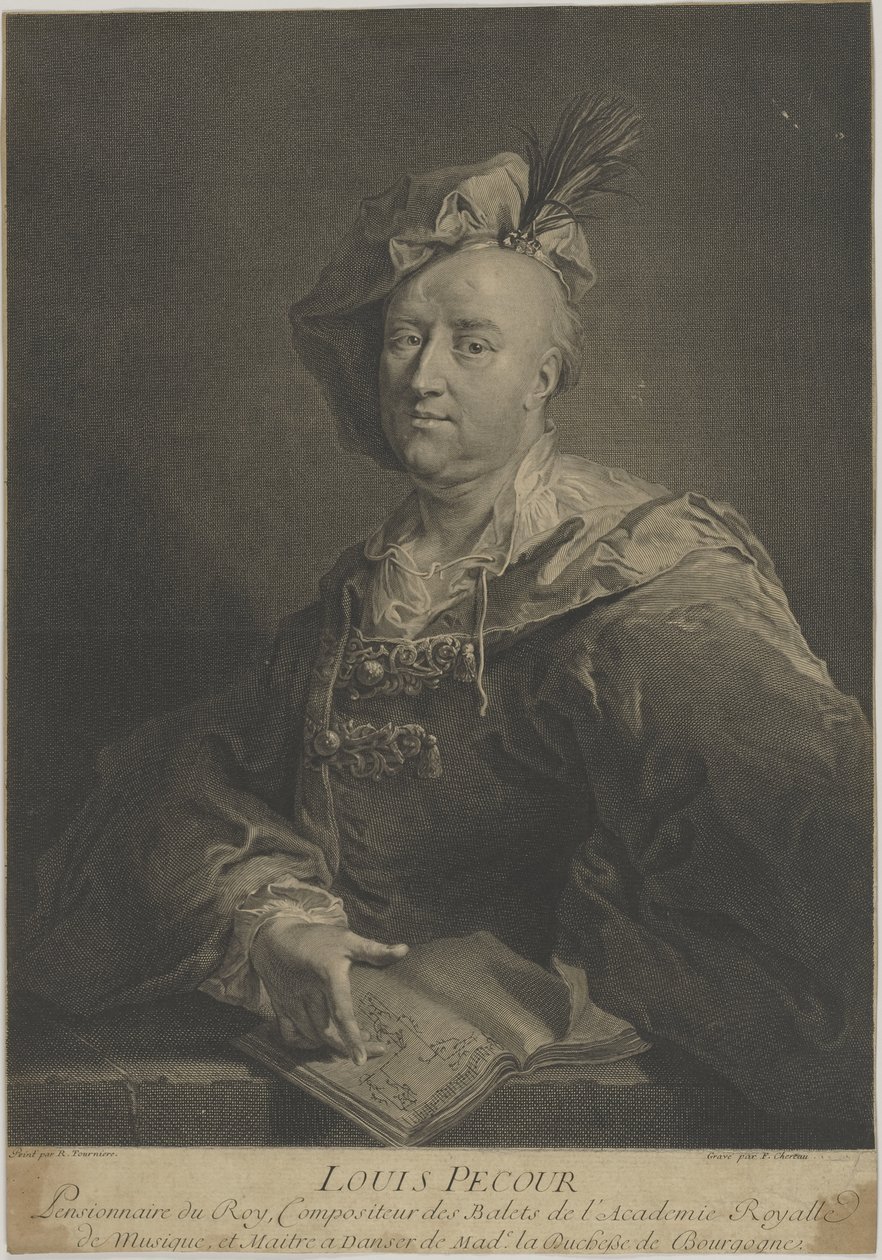 Portrett av danseren og koreografen Louis Pécour 1653-1729, ca 1720. av François Chereau