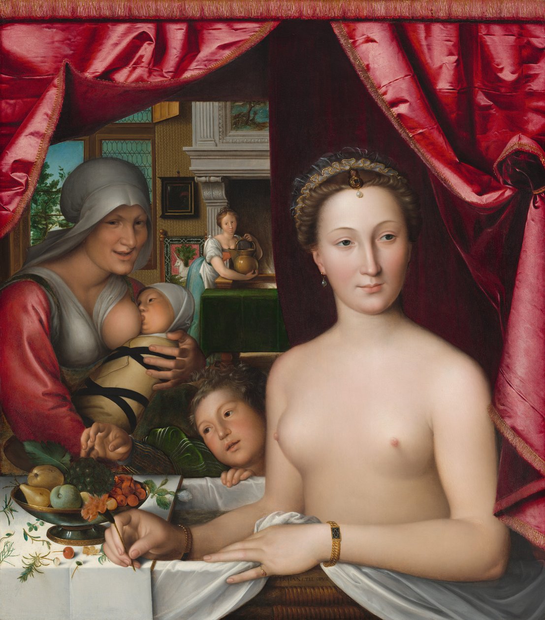 En dame i badet hennes, ca. 1571. av François Clouet