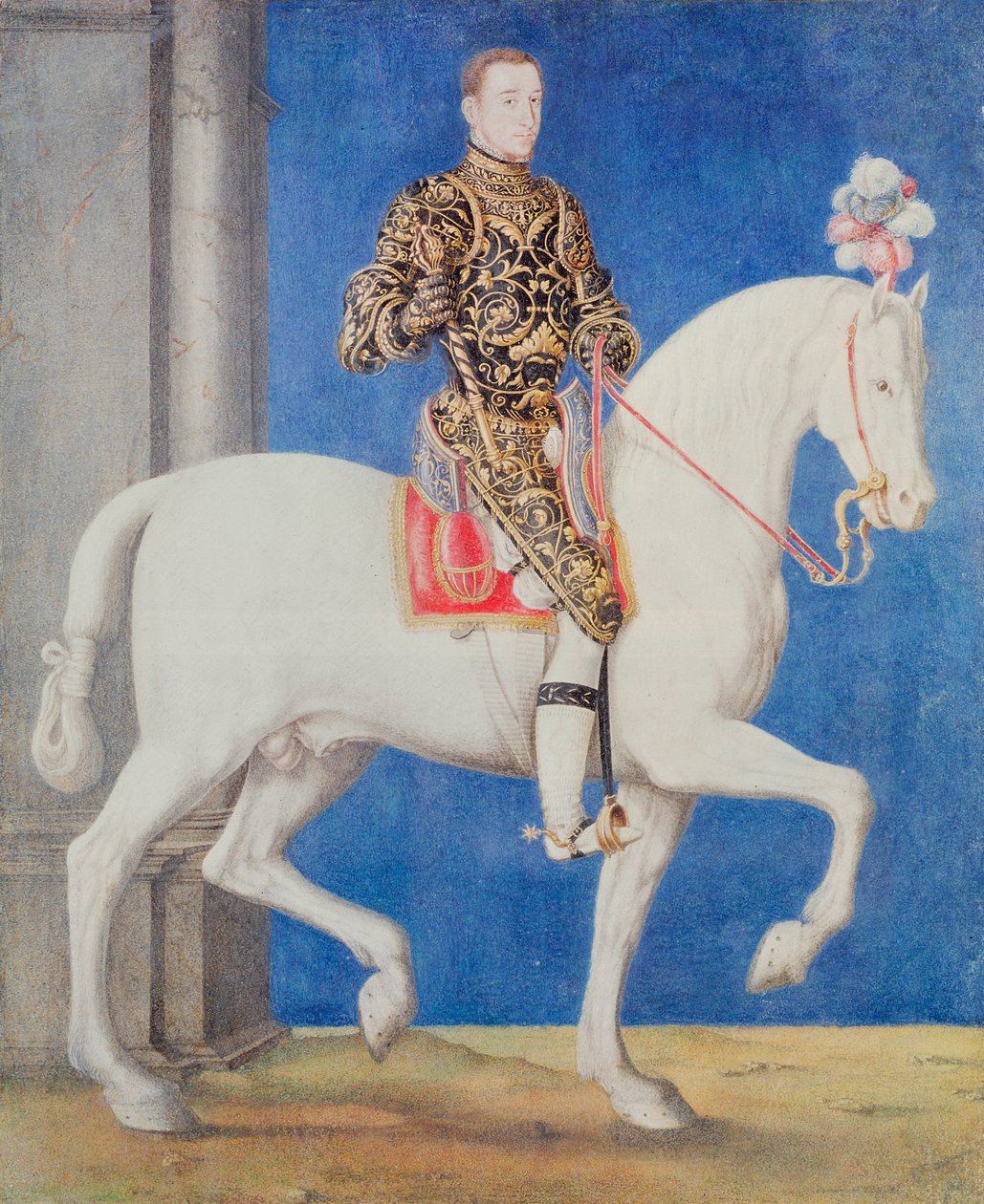 Ridesportrett antas å være Dauphin Henri II (1519-59) ca. 1543 av François Clouet